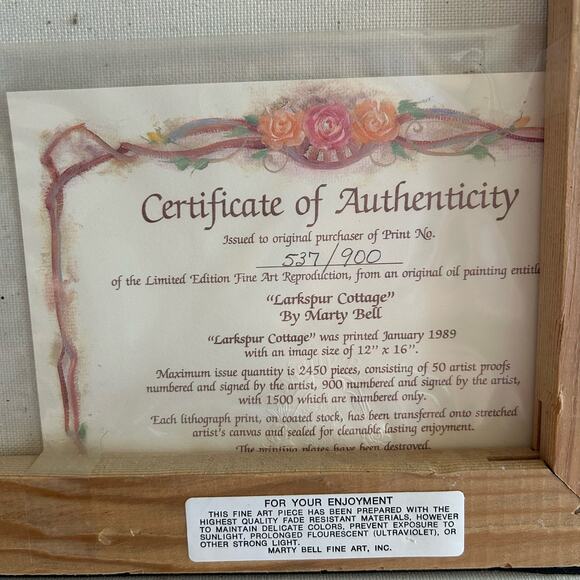 Marty Bell Larkspur Cottage Limited Edition Lithograph Canvas Print #537/900 - Picture 7 of 15